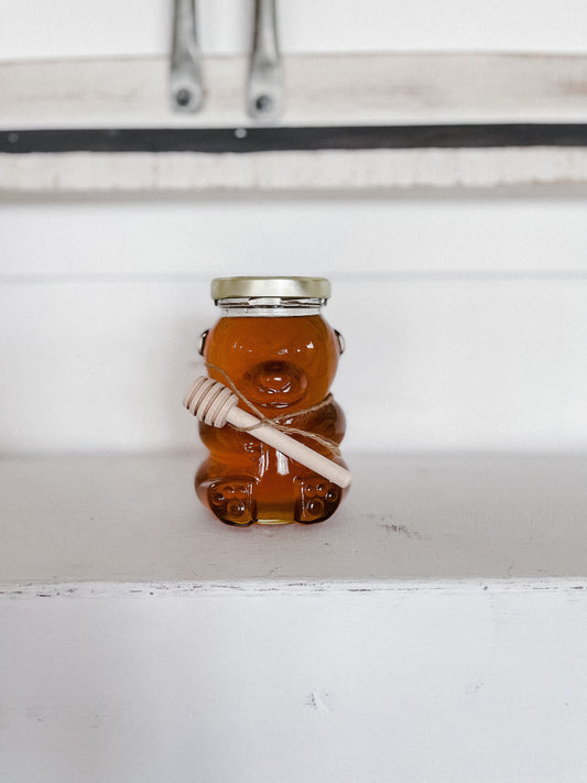 12 oz - Colorado Local Raw Honey Bear Glass Jar